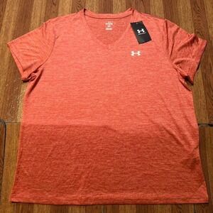 Under Armour Red Women's V Retro Tech Sportswear Running Train Shirt XL